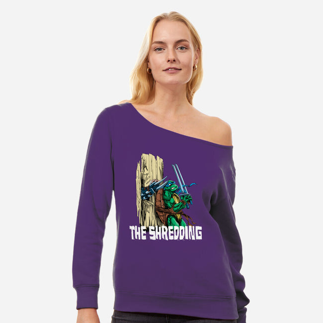 The Shredding-womens off shoulder sweatshirt-zascanauta