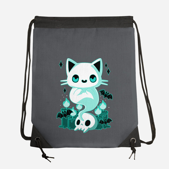 Ghost Cat-none drawstring bag-xMorfina