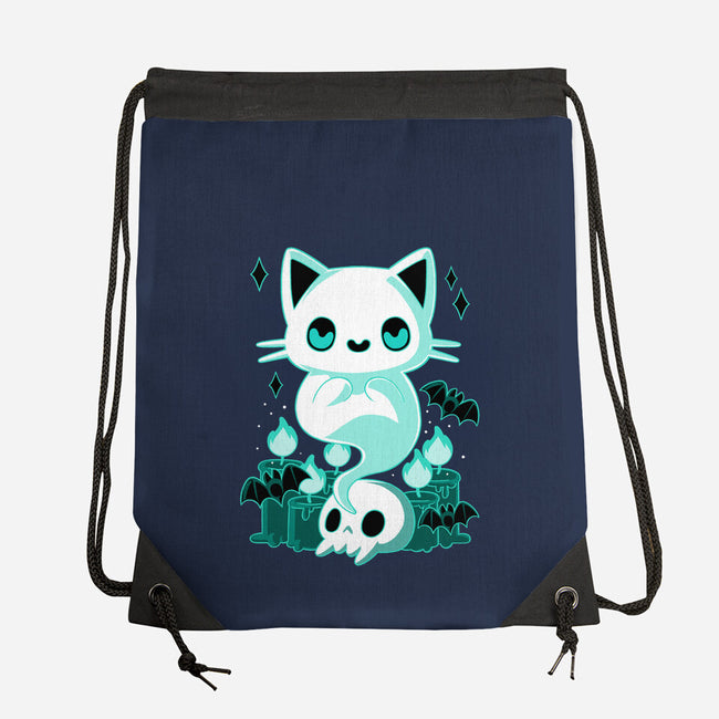 Ghost Cat-none drawstring bag-xMorfina