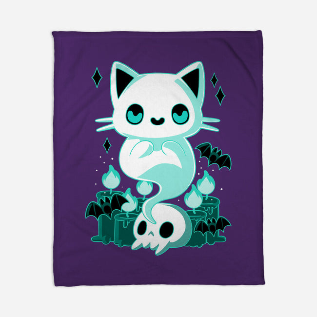 Ghost Cat-none fleece blanket-xMorfina