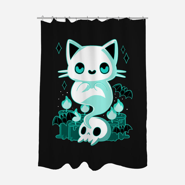 Ghost Cat-none polyester shower curtain-xMorfina