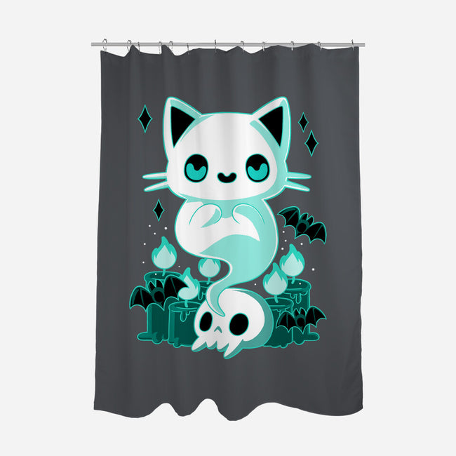 Ghost Cat-none polyester shower curtain-xMorfina