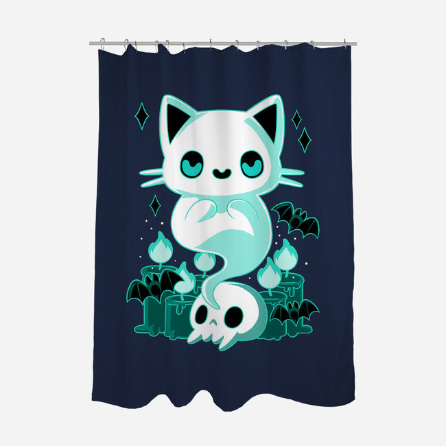 Ghost Cat-none polyester shower curtain-xMorfina