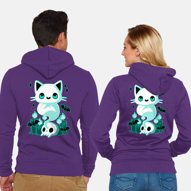 Ghost Cat-unisex zip-up sweatshirt-xMorfina