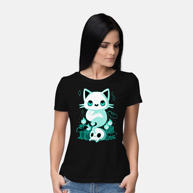 Ghost Cat-womens basic tee-xMorfina