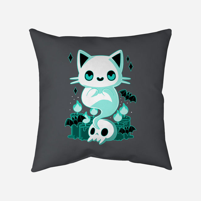 Ghost Cat-none removable cover w insert throw pillow-xMorfina
