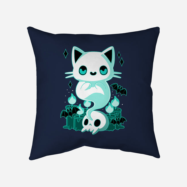 Ghost Cat-none removable cover w insert throw pillow-xMorfina