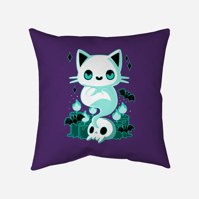 Ghost Cat-none removable cover w insert throw pillow-xMorfina