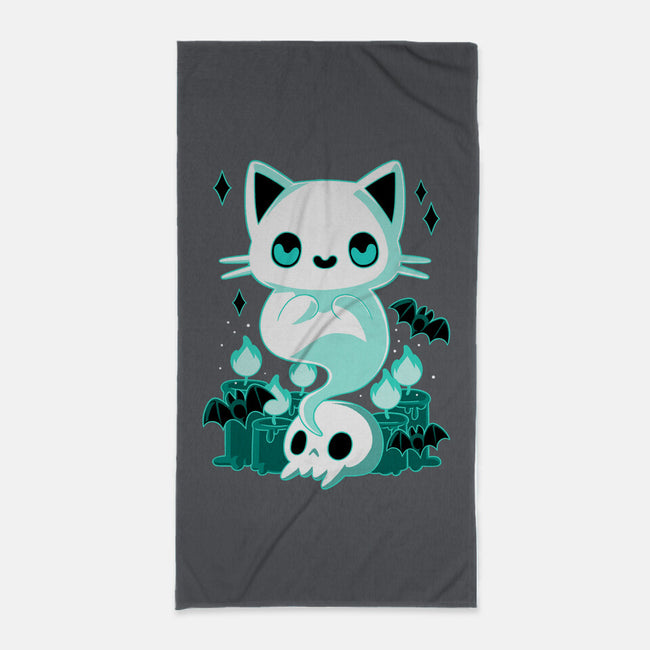 Ghost Cat-none beach towel-xMorfina