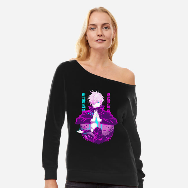 Hollow Purple-womens off shoulder sweatshirt-constantine2454