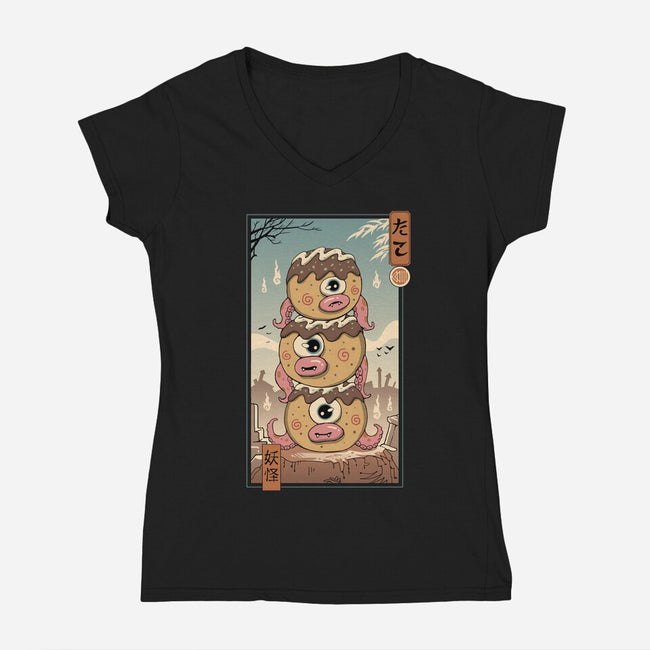 Yokai Takoyaki In Edo-womens v-neck tee-vp021