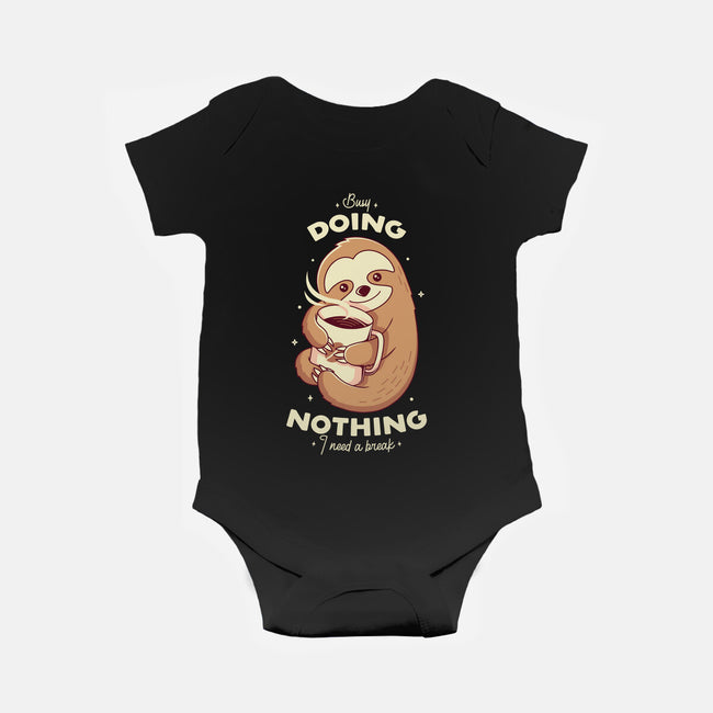 Sloth Coffee-baby basic onesie-Alundrart