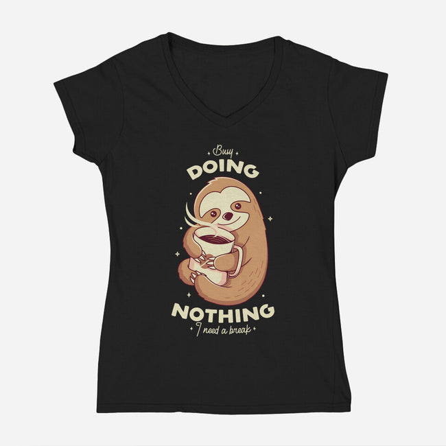 Sloth Coffee-womens v-neck tee-Alundrart