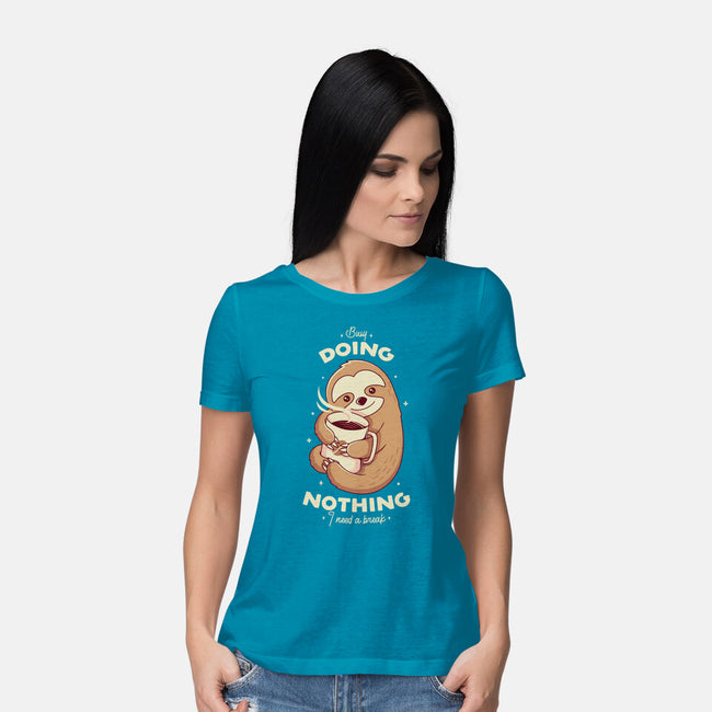 Sloth Coffee-womens basic tee-Alundrart
