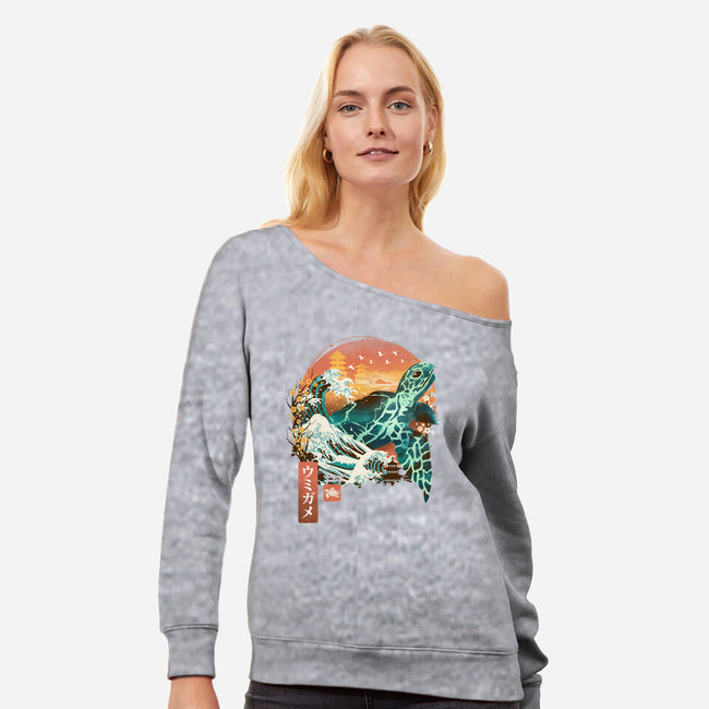 Kame Landscape-womens off shoulder sweatshirt-dandingeroz