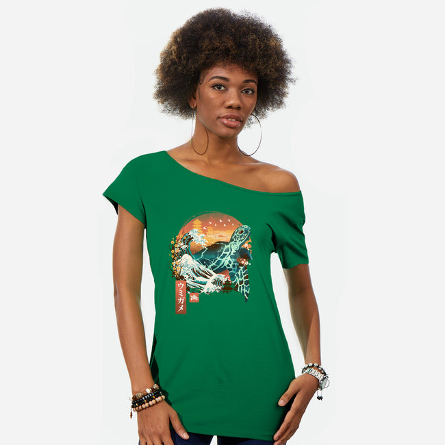 Kame Landscape-womens off shoulder tee-dandingeroz