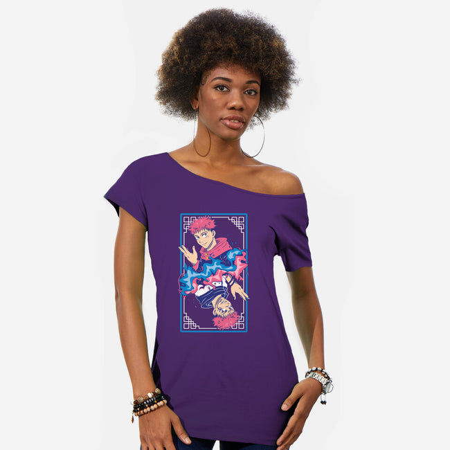 The King Of Curses-womens off shoulder tee-Domii