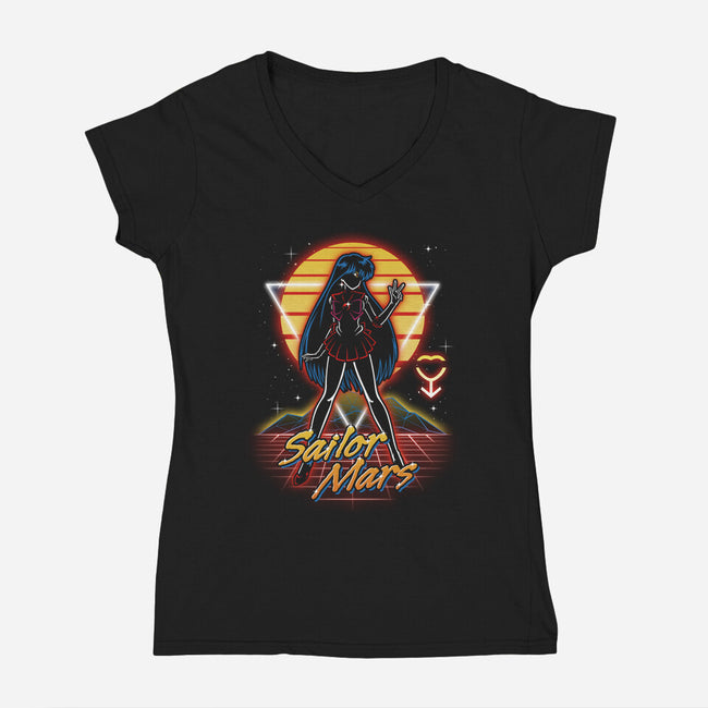 Retro Mars Guardian-womens v-neck tee-Olipop