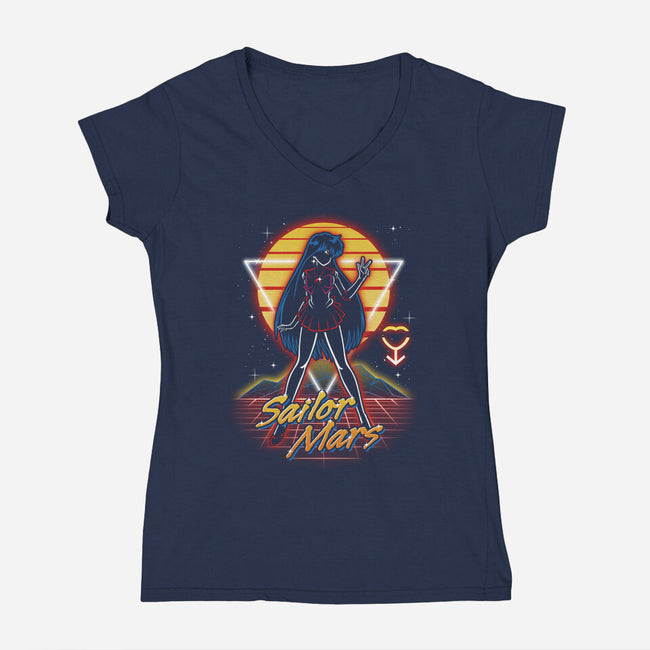 Retro Mars Guardian-womens v-neck tee-Olipop