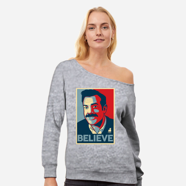 The Believer-womens off shoulder sweatshirt-Adams Pinto