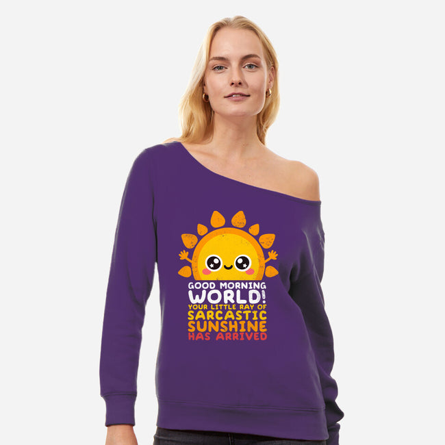 Sarcastic Sunshine-womens off shoulder sweatshirt-NemiMakeit