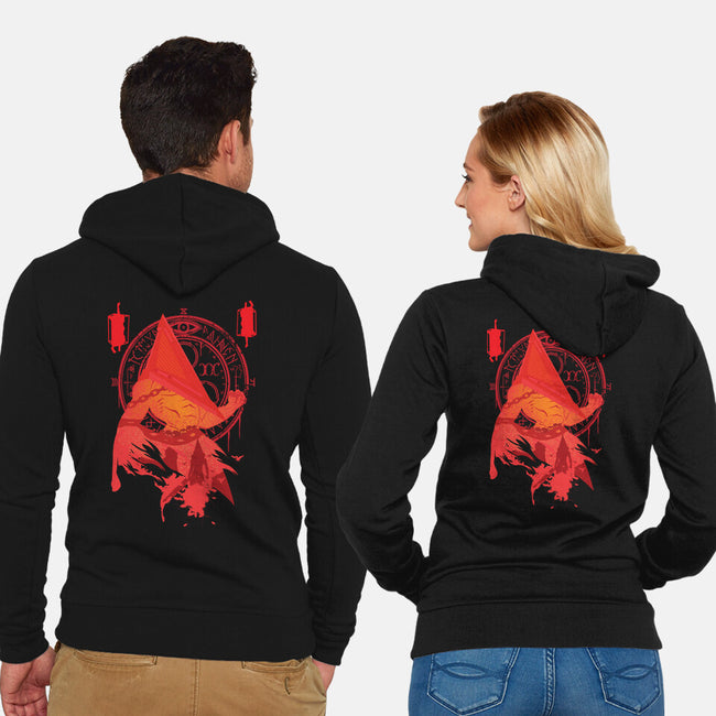 Red Pyramid Thing-unisex zip-up sweatshirt-SwensonaDesigns