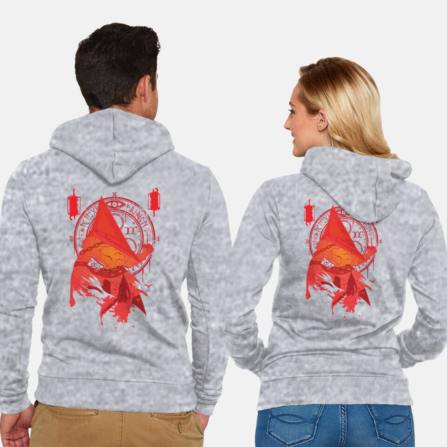 Red Pyramid Thing-unisex zip-up sweatshirt-SwensonaDesigns