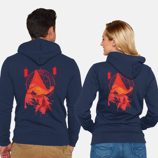 Red Pyramid Thing-unisex zip-up sweatshirt-SwensonaDesigns