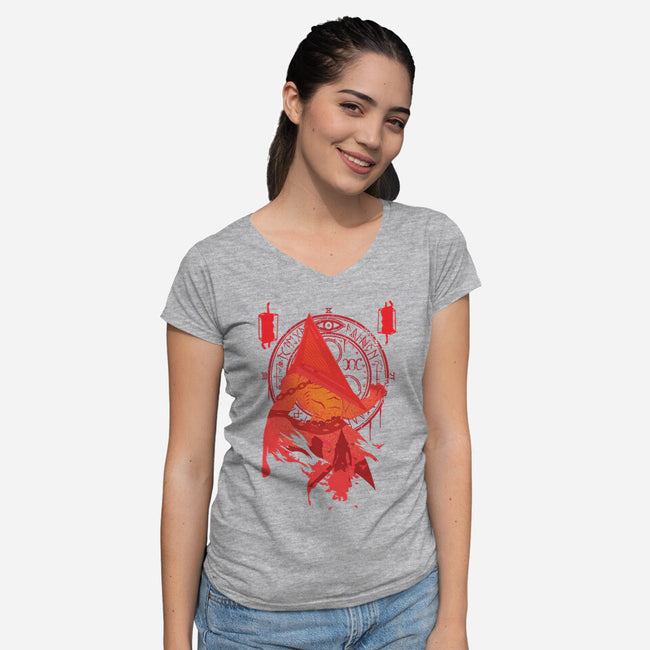 Red Pyramid Thing-womens v-neck tee-SwensonaDesigns
