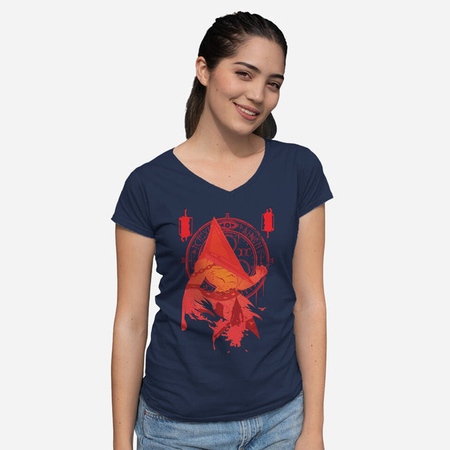 Red Pyramid Thing-womens v-neck tee-SwensonaDesigns