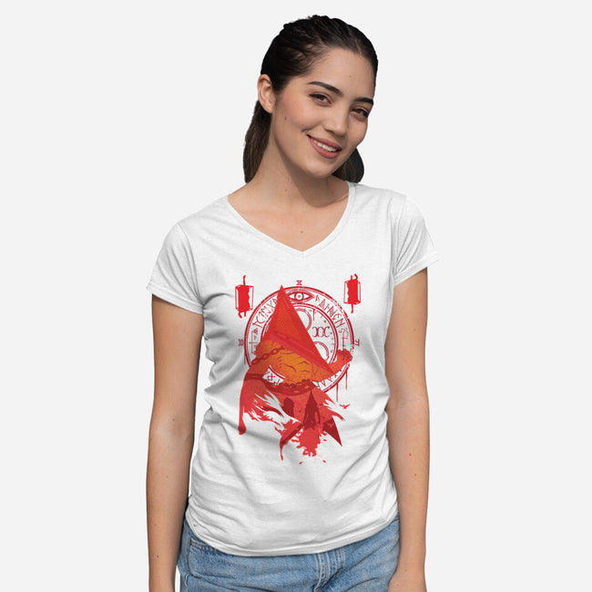 Red Pyramid Thing-womens v-neck tee-SwensonaDesigns