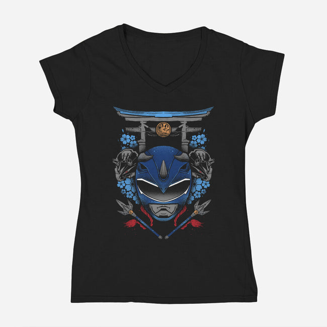 Blue Ranger-womens v-neck tee-RamenBoy