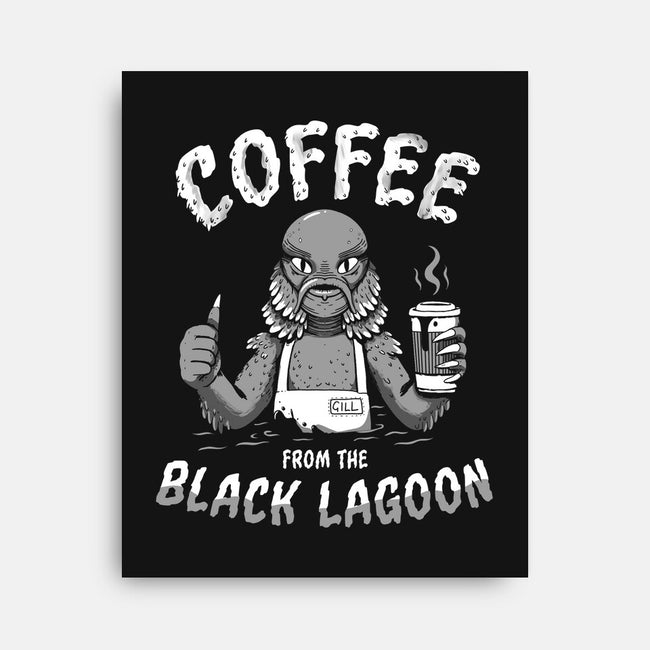 Coffee From The Black Lagoon-none stretched canvas-8BitHobo