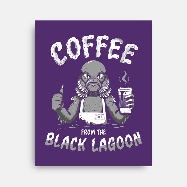 Coffee From The Black Lagoon-none stretched canvas-8BitHobo