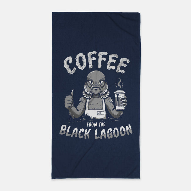 Coffee From The Black Lagoon-none beach towel-8BitHobo