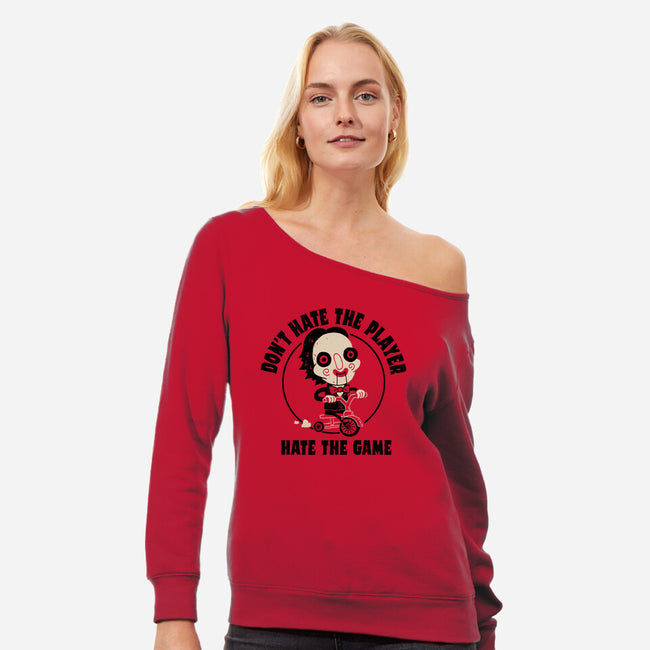 Hate The Game-womens off shoulder sweatshirt-DinoMike