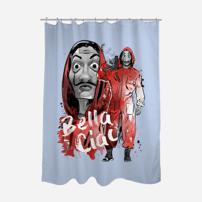 Bella Ciao Sumi-E-none polyester shower curtain-DrMonekers