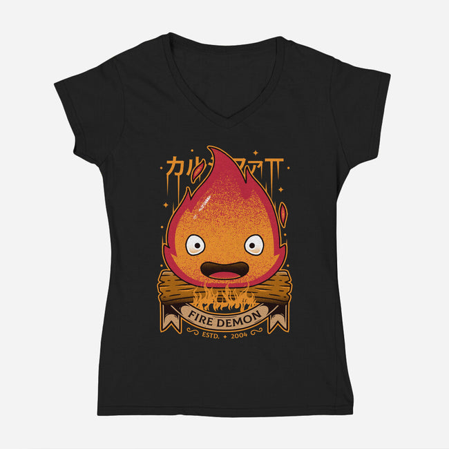 A Fire Demon-womens v-neck tee-Alundrart
