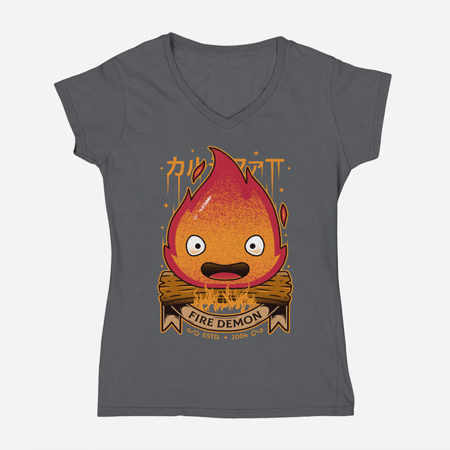 A Fire Demon-womens v-neck tee-Alundrart