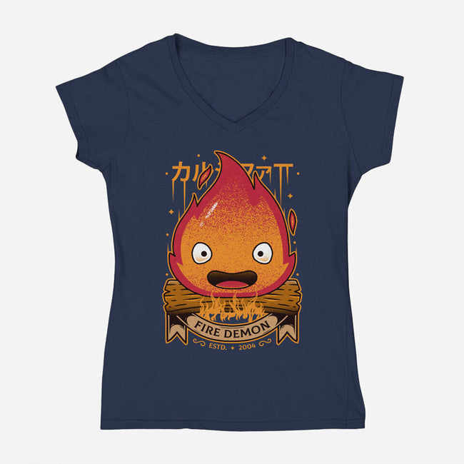 A Fire Demon-womens v-neck tee-Alundrart