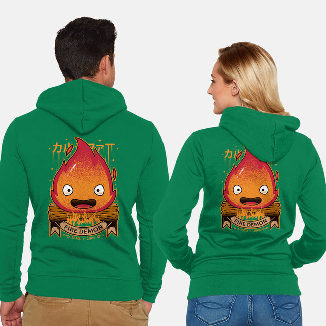 A Fire Demon-unisex zip-up sweatshirt-Alundrart