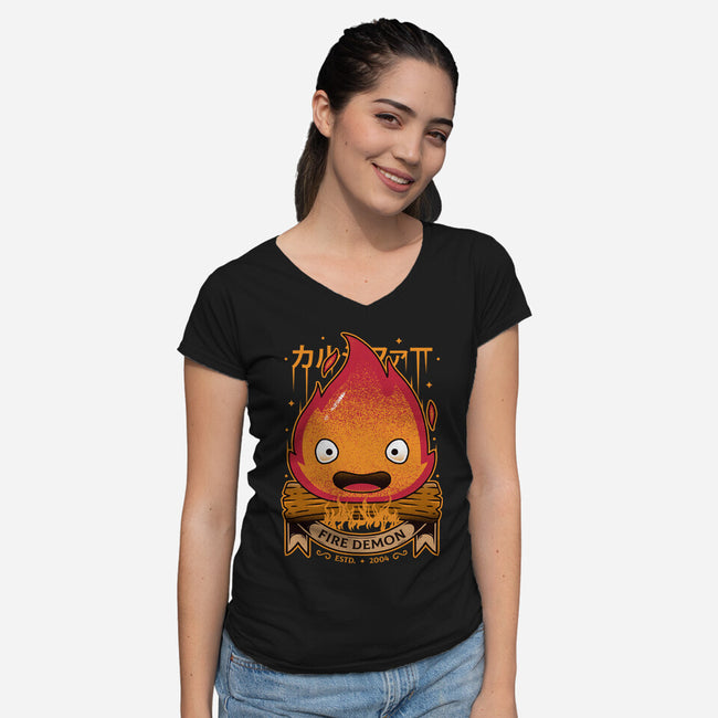 A Fire Demon-womens v-neck tee-Alundrart