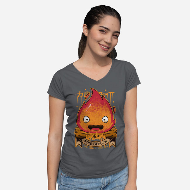 A Fire Demon-womens v-neck tee-Alundrart