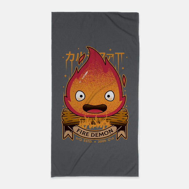 A Fire Demon-none beach towel-Alundrart