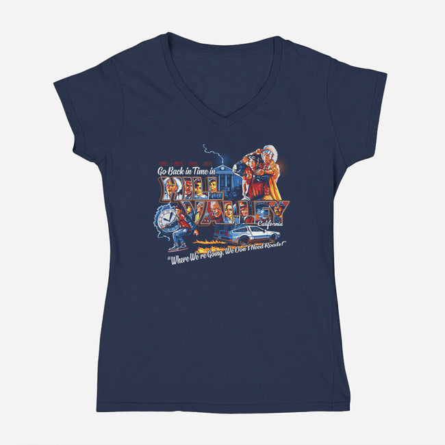 Go Back In Time-womens v-neck tee-goodidearyan