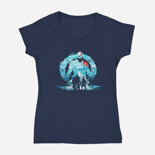 Kratos Landscape-womens v-neck tee-dandingeroz