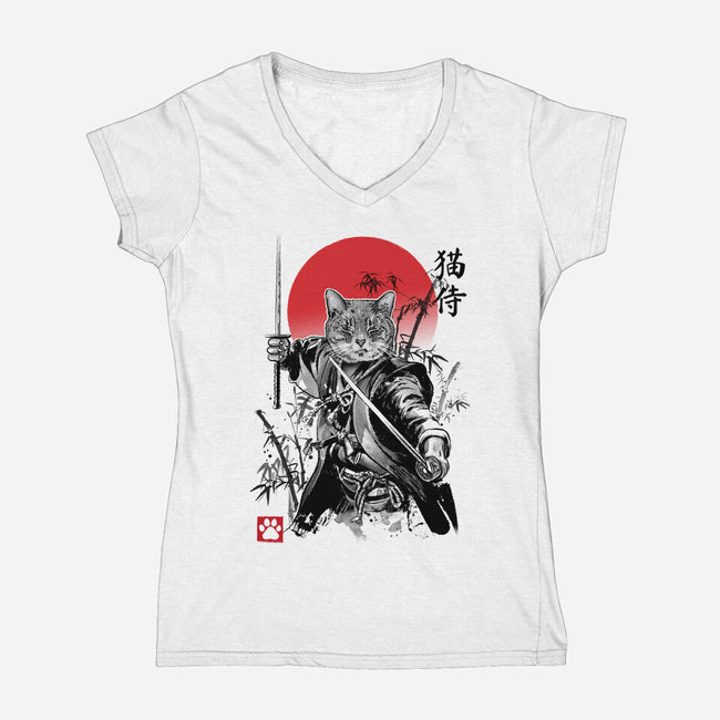 Catsumoto Meowsashi-womens v-neck tee-DrMonekers
