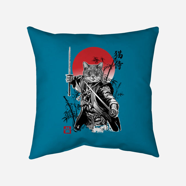Catsumoto Meowsashi-none removable cover w insert throw pillow-DrMonekers