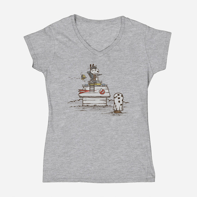 A Little Afraid Of That Ghost-womens v-neck tee-kg07