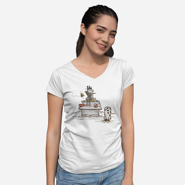 A Little Afraid Of That Ghost-womens v-neck tee-kg07